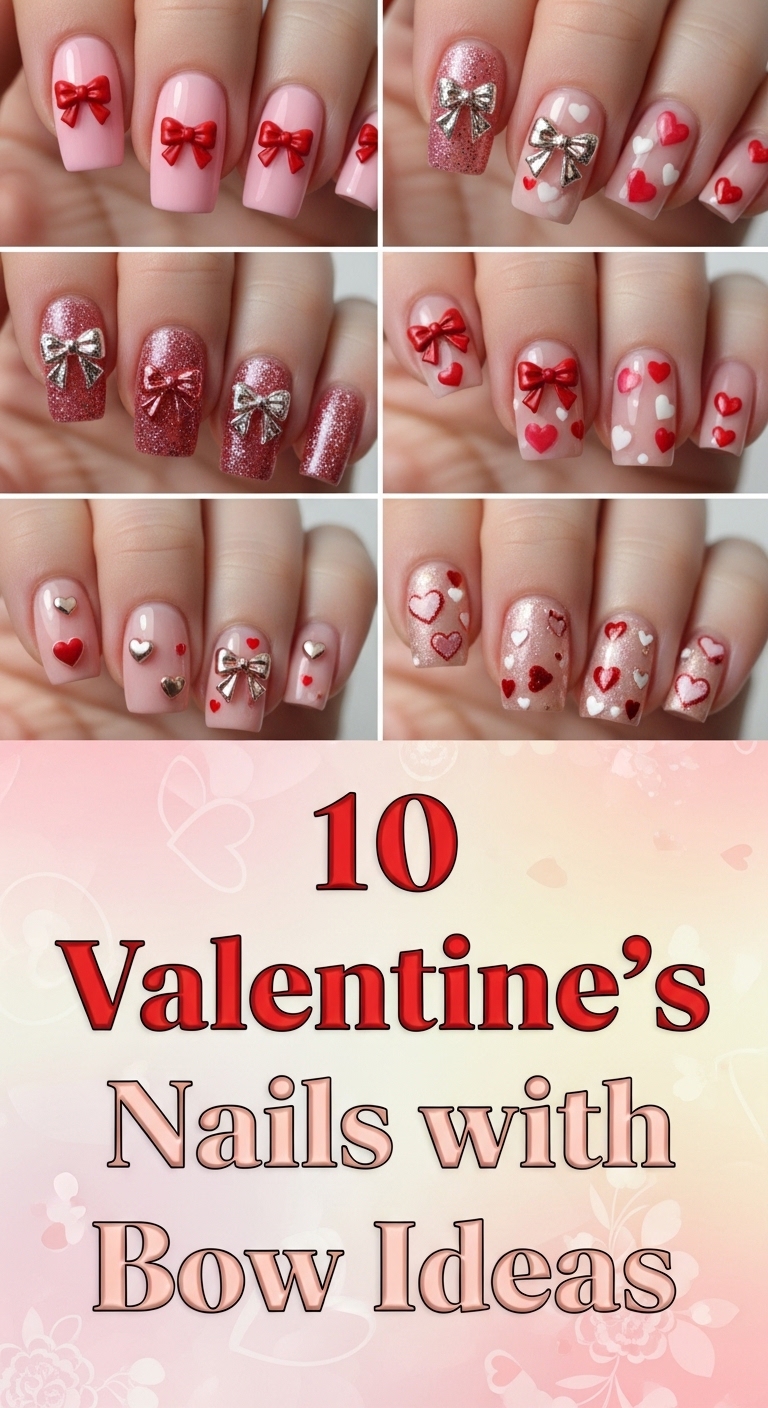 10 Valentine’s Nails With Bow Ideas