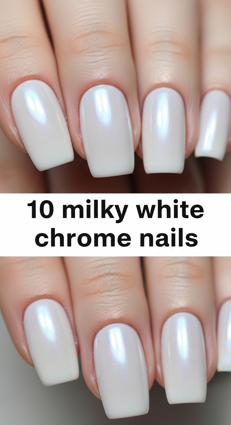10 Milky White Chrome Nails
