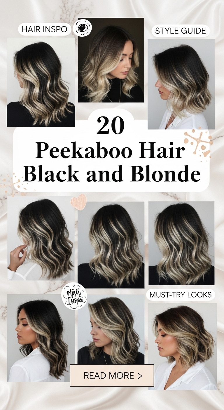 20 peekaboo hair black and blonde