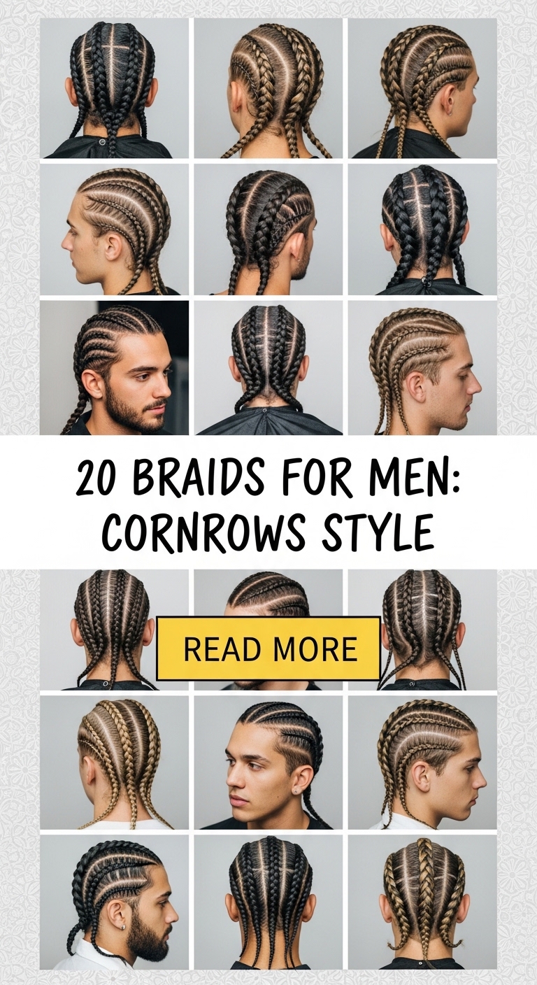 20 braids for men cornrows style