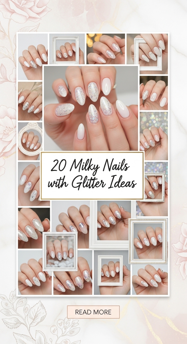20 milky nails with glitter ideas