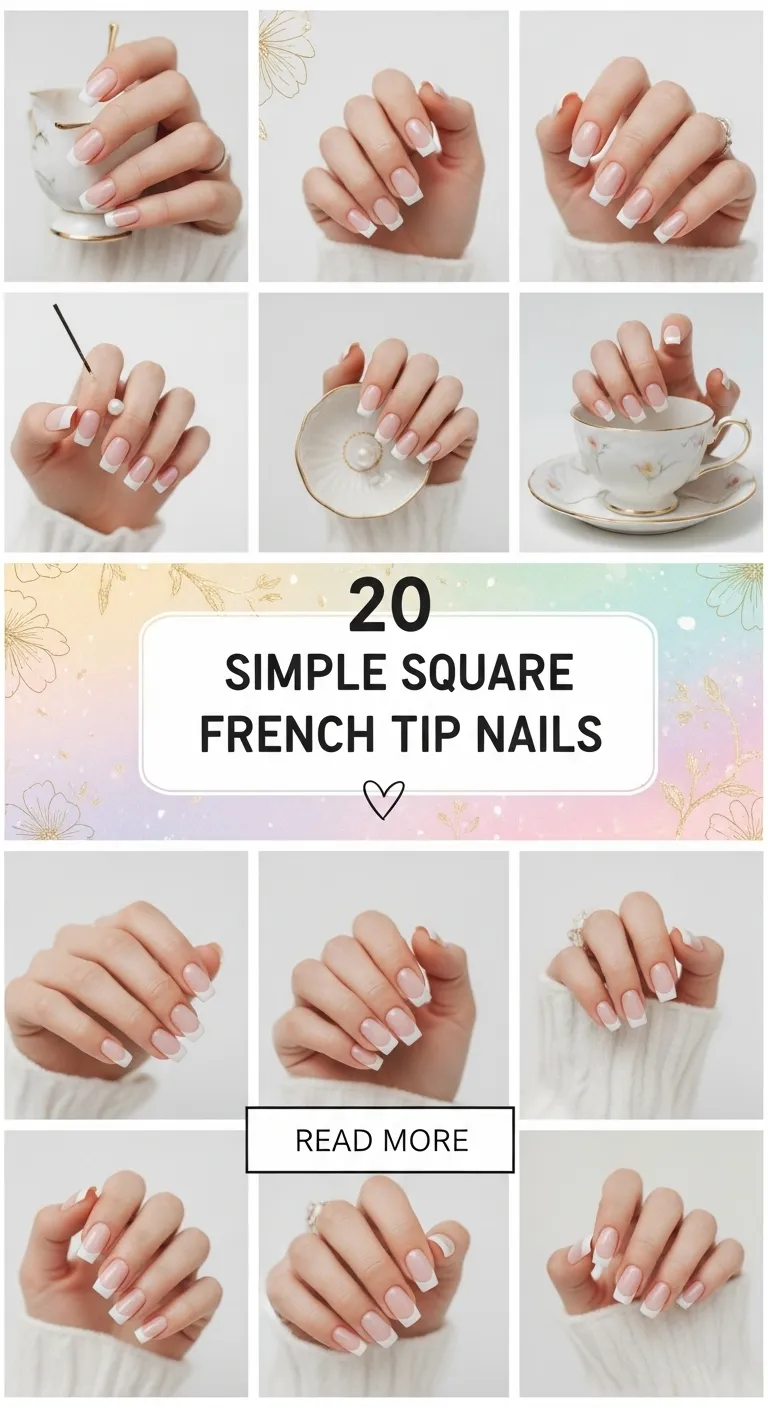 20 Simple Square French Tip Nails